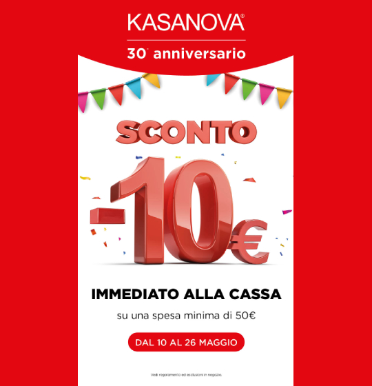 Per il 30° anniversario Kasanova regala 10€
